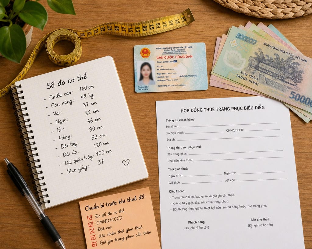 Cần chuẩn bị giấy tờ tuỳ thân hoặc tiền mặt sẵn khi đi thuê đồ